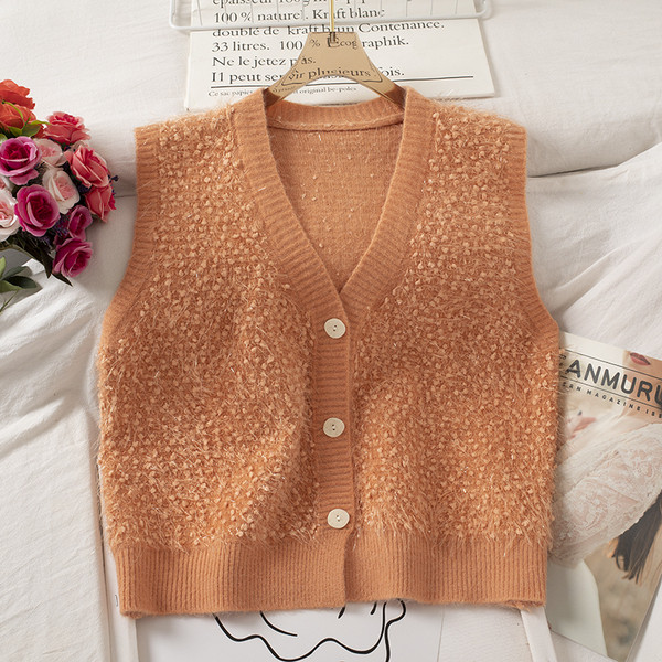 Γυναικείο γιλέκο με κουμπιά και λαιμόκοψη