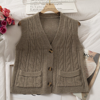 Vesta casual dama cu buzunare si decolteu spitz