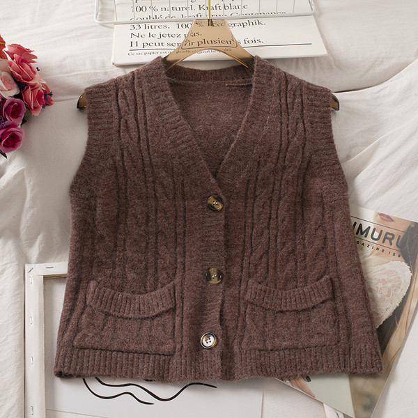 Vesta casual dama cu buzunare si decolteu spitz