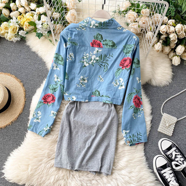 Naiste vabaaja kleidi ja teksajaki komplekt