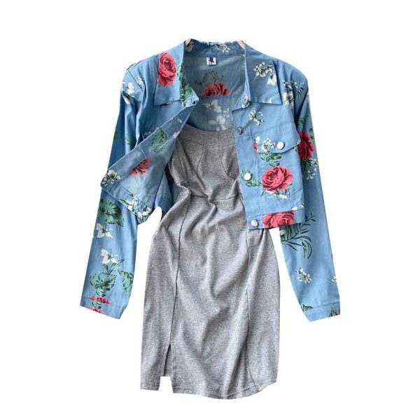 Naiste vabaaja kleidi ja teksajaki komplekt