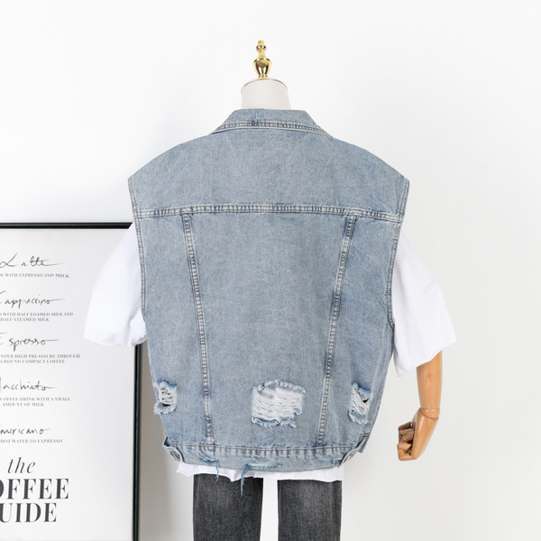 Γυναικείο καθημερινό τζιν γιλέκο με τσέπες