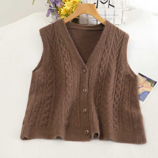 Kötött női mellény gombokkal