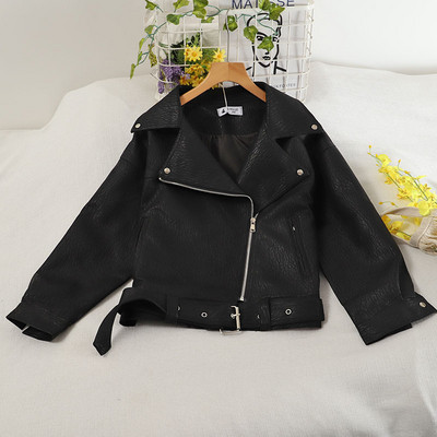 Öko-nahast moodne naiste jope koos vööga