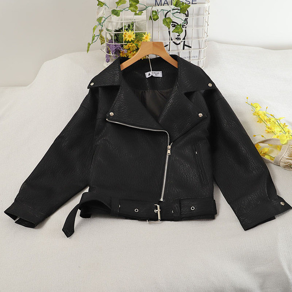 Öko-nahast moodne naiste jope koos vööga