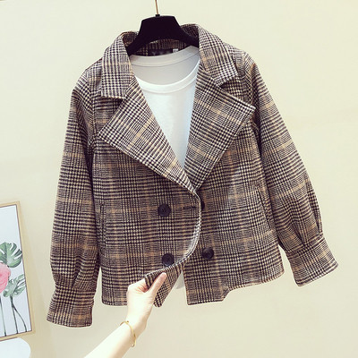 Palton de damă de toamnă cu guler în formă de V și închidere dublă