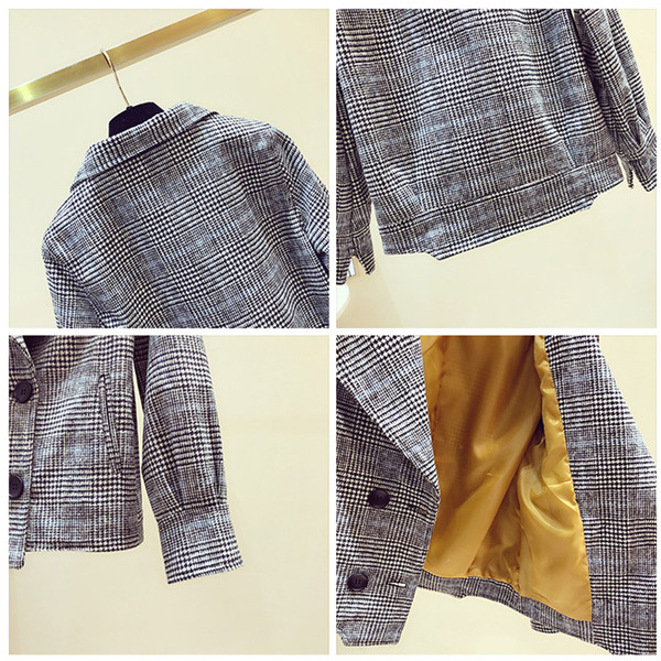 Palton de damă de toamnă cu guler în formă de V și închidere dublă