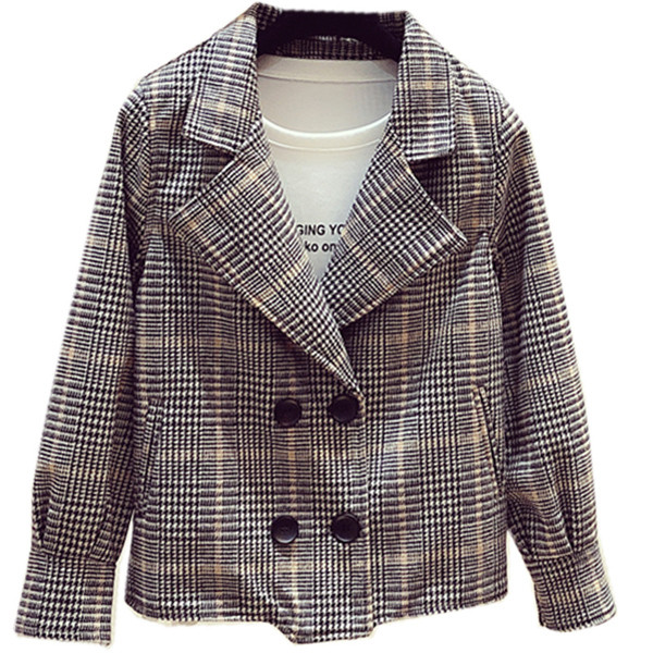 Palton de damă de toamnă cu guler în formă de V și închidere dublă