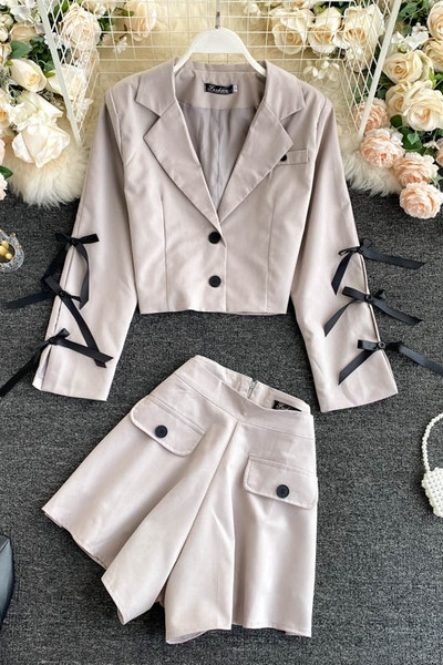 Set de sacou dama cu panglici si pantaloni