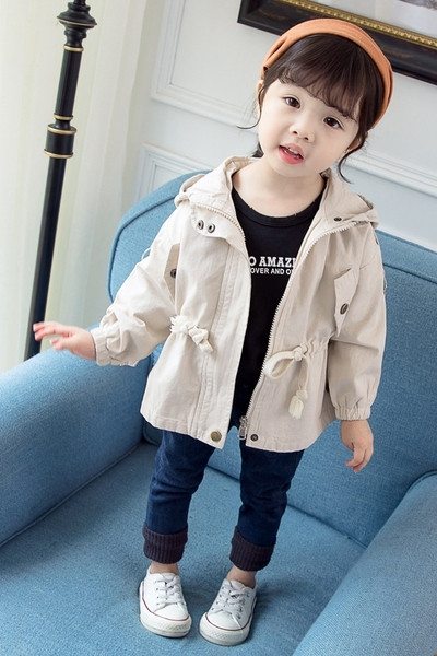 Napi gyerekkabát lányoknak kapucnival és elasztikus derékkal