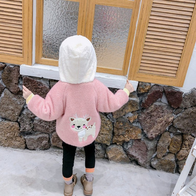 Καθημερινό παιδικό μπουφάν με κέντημα και κουκούλα για κορίτσια