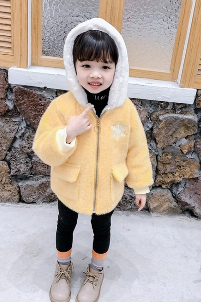 Καθημερινό παιδικό μπουφάν με κέντημα και κουκούλα για κορίτσια