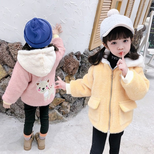 Καθημερινό παιδικό μπουφάν με κέντημα και κουκούλα για κορίτσια