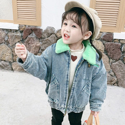 Casual παιδικό τζιν μπουφάν με τσέπες για κορίτσια