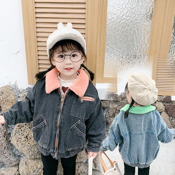 Casual παιδικό τζιν μπουφάν με τσέπες για κορίτσια