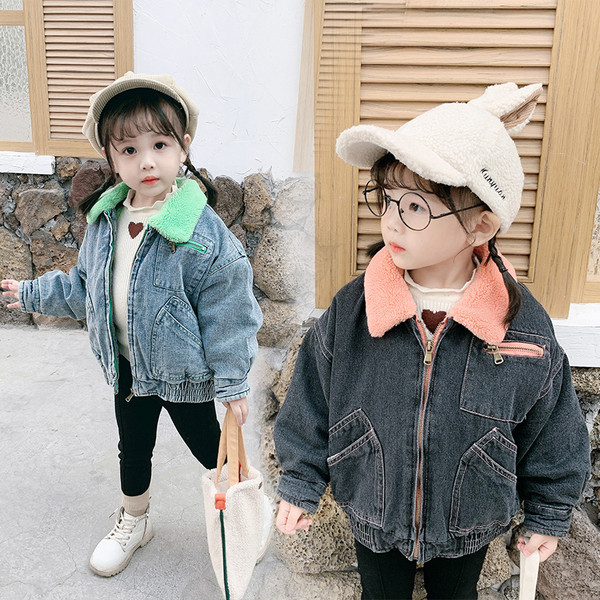 Casual παιδικό τζιν μπουφάν με τσέπες για κορίτσια