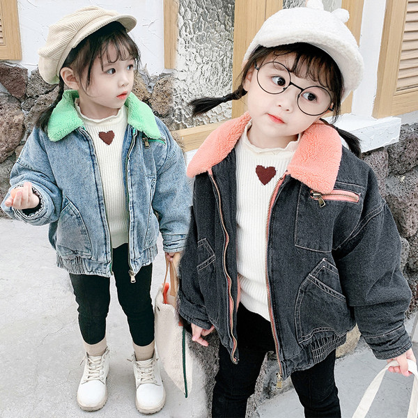 Casual παιδικό τζιν μπουφάν με τσέπες για κορίτσια