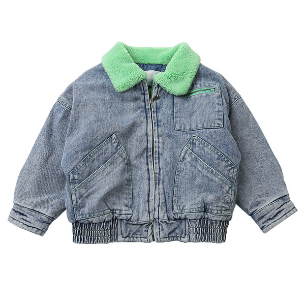 Casual παιδικό τζιν μπουφάν με τσέπες για κορίτσια
