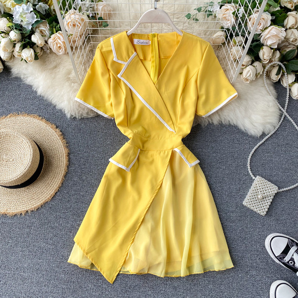 Κίτρινο γυναικείο σετ πουκάμισο και παντελόνι