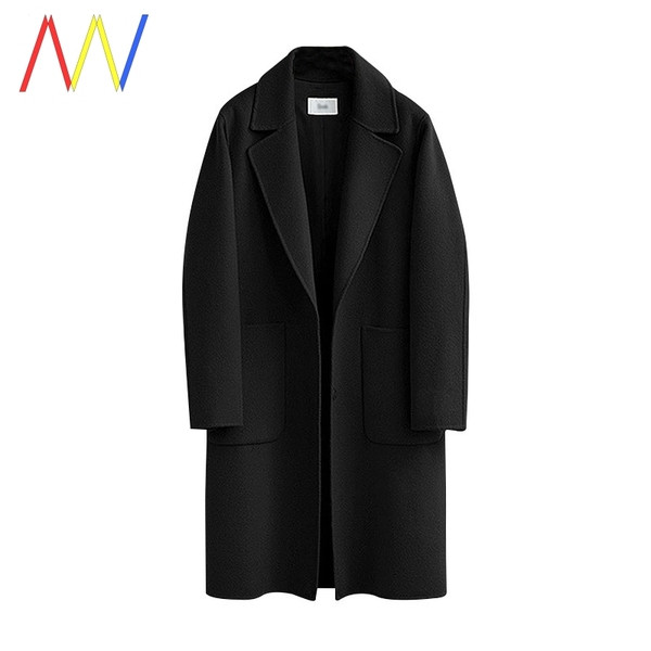 Модерно дълго есенно-зимно палто с джобове