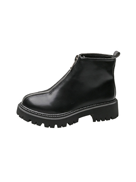 Актуални дамски боти в черен цвят с цип