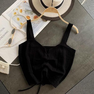 Плетен дамски потник с връзки 