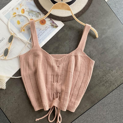 Плетен дамски потник с връзки 