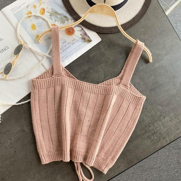 Плетен дамски потник с връзки 