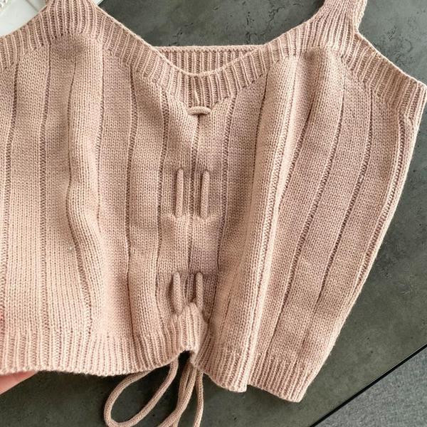 Плетен дамски потник с връзки 