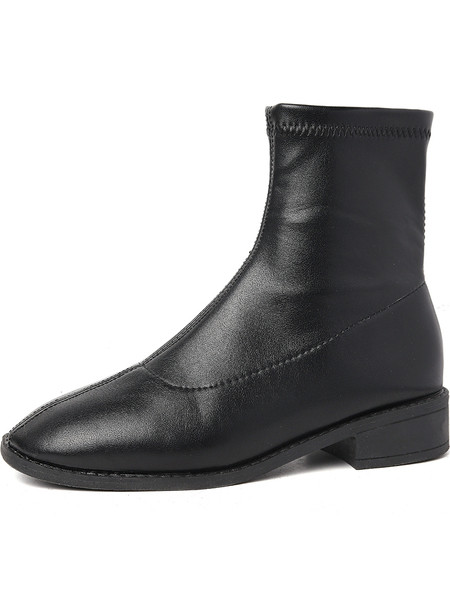 Дамски кожени боти с цип 3см ток