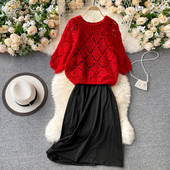 Дамски комплект от рокля и пуловер 