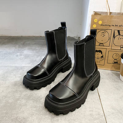 Ежедневни дамски боти от еко кожа с груба подметка