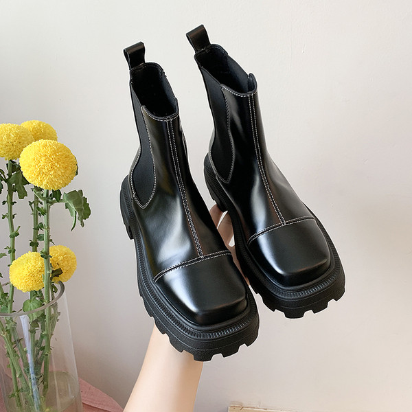 Ежедневни дамски боти от еко кожа с груба подметка