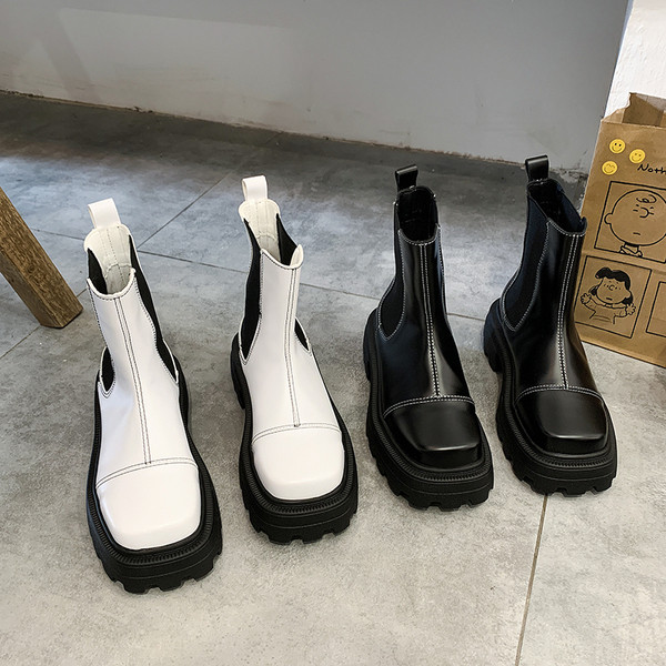 Ежедневни дамски боти от еко кожа с груба подметка