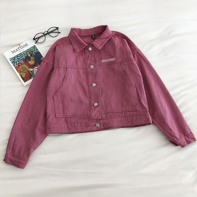 Дамско дънково яке с бродерия и копчета