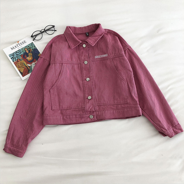 Дамско дънково яке с бродерия и копчета