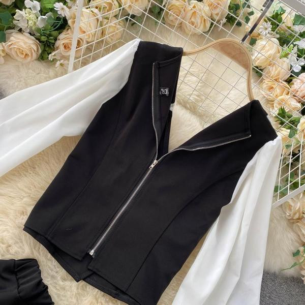 Ретро дамски комплект от риза и пола