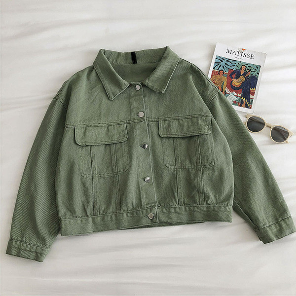 Ежедневно дамско дънково яке с джобове и копчета