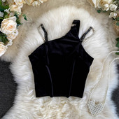 Черен дамски потник с метални презрамки