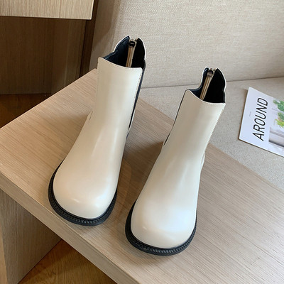 Дамски ежедневни боти от еко кожа с 3 см ток