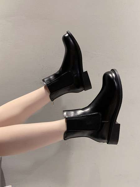 Дамски ежедневни боти от еко кожа с 3 см ток