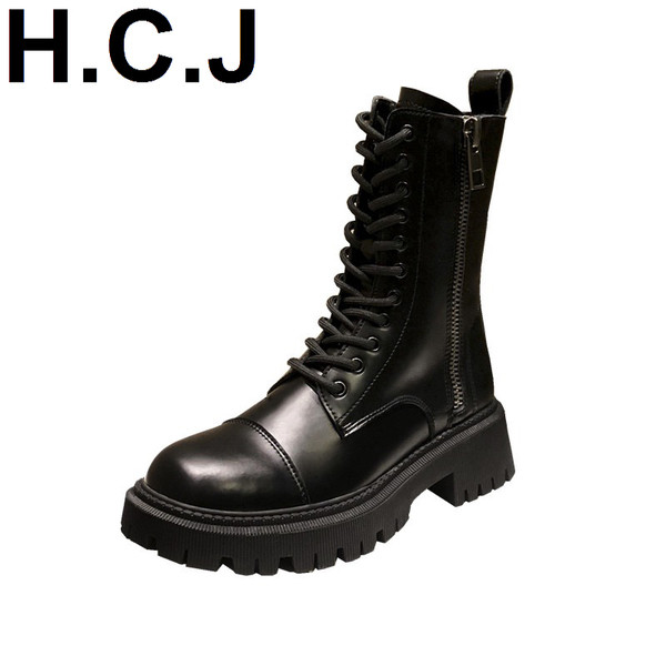 Дамски зимни кожени боти с груба подметка 