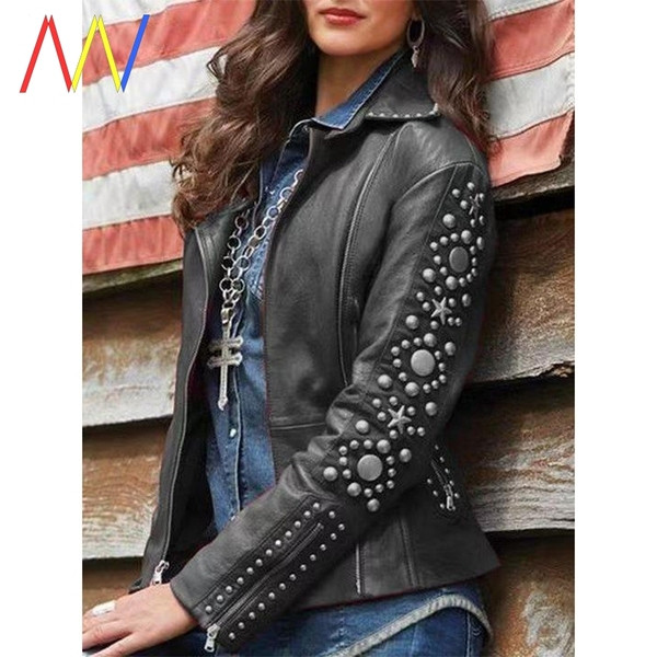 Нов модел есенно яке от еко кожа и метални нитове