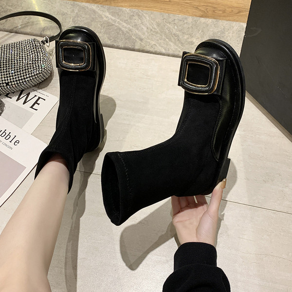 Дамски есенни боти с метална катарама 