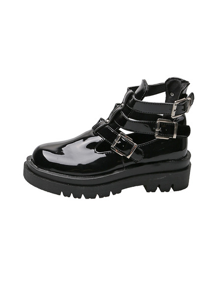 Дамски боти от еко кожа с изрязани части