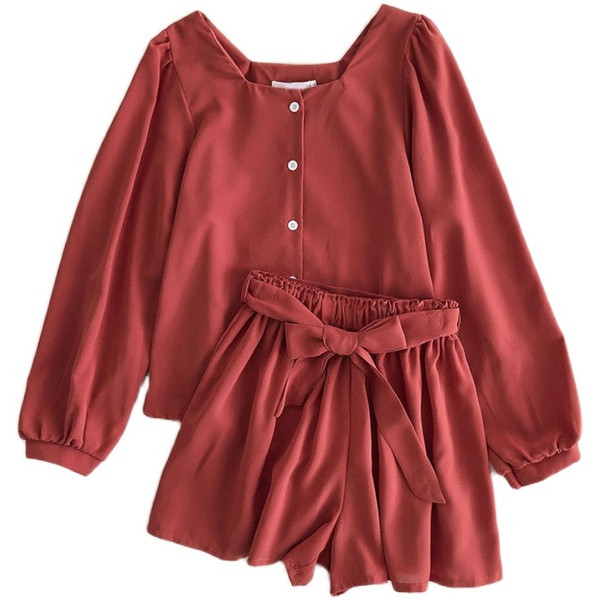 Дамски модерен комплект с копчета и колан