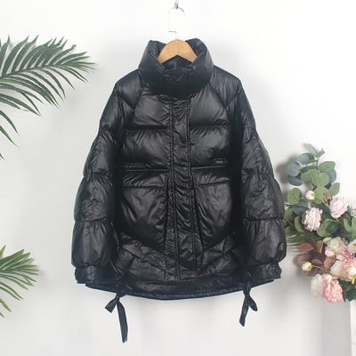 Дамско зимно яке с висока яка,дълъг ръкав и джобове