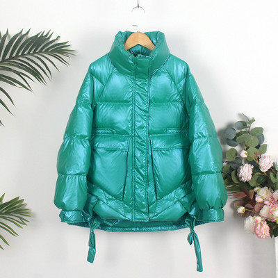 Дамско зимно яке с висока яка,дълъг ръкав и джобове