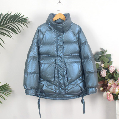 Дамско зимно яке с висока яка,дълъг ръкав и джобове