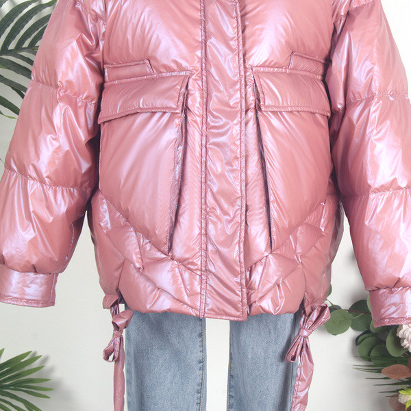 Дамско зимно яке с висока яка,дълъг ръкав и джобове 